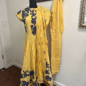 Biba by Rohit Bal Yellow & Blue Anarkali